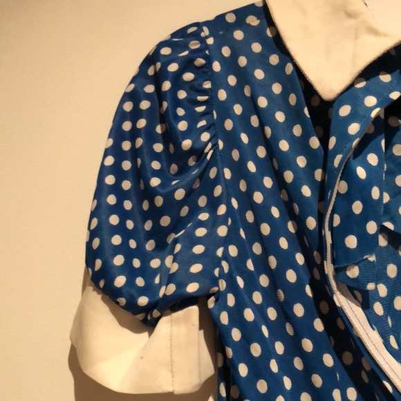 Vintage Pierre Christophe blue polka dot Peter Pan collar dress - Picture 4 of 9